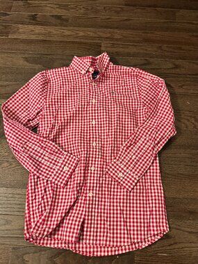 Vineyard Vines Whale Shirt Boys Size M (12-14) Red Gingham